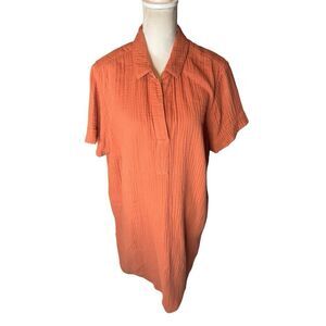 J. Jill Rust Gauze Long Maxi Dress Sz 2X Comfortable Logenlook Art To Wear